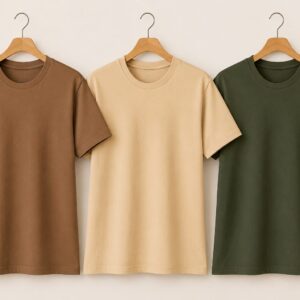 Mens Premium Brown,Cream & green Oversize T-shirt