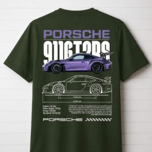 " Porsche 911 GT3 RS "Specs Ghaphic olive green Oversize T-Shirt