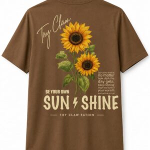 " Be your own Sunshine" Brown Sunflower Graphic Oversize T-Shirt