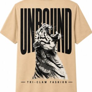 " Unbound Tiger " Roaring Ghaphic Beige Oversize T-Shirt