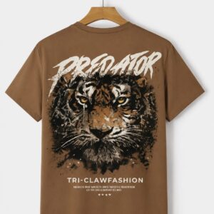 " Predator Tiger " Ghaphic Brown Oversize T-Shirt