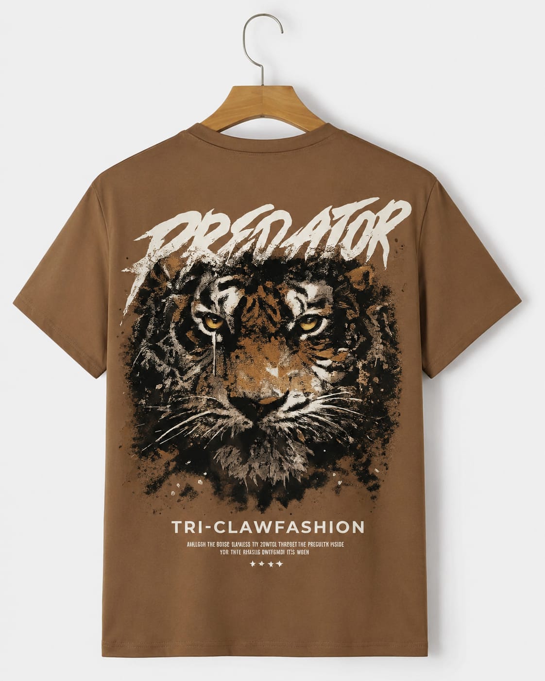 " Predator Tiger " Ghaphic Brown Oversize T-Shirt