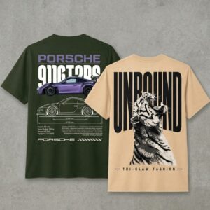 " Porsche GT3 RS & Unbound " Ghaphic Oversize T-Shirt Combo Pack