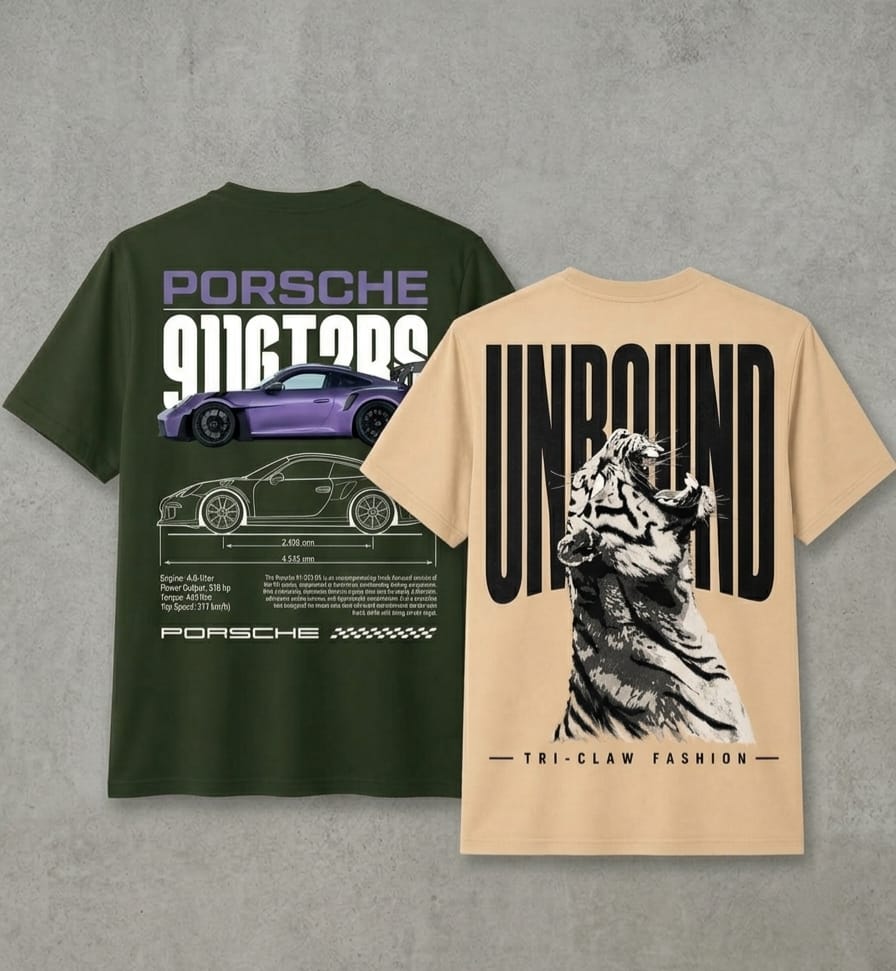 " Porsche GT3 RS & Unbound " Ghaphic Oversize T-Shirt Combo Pack