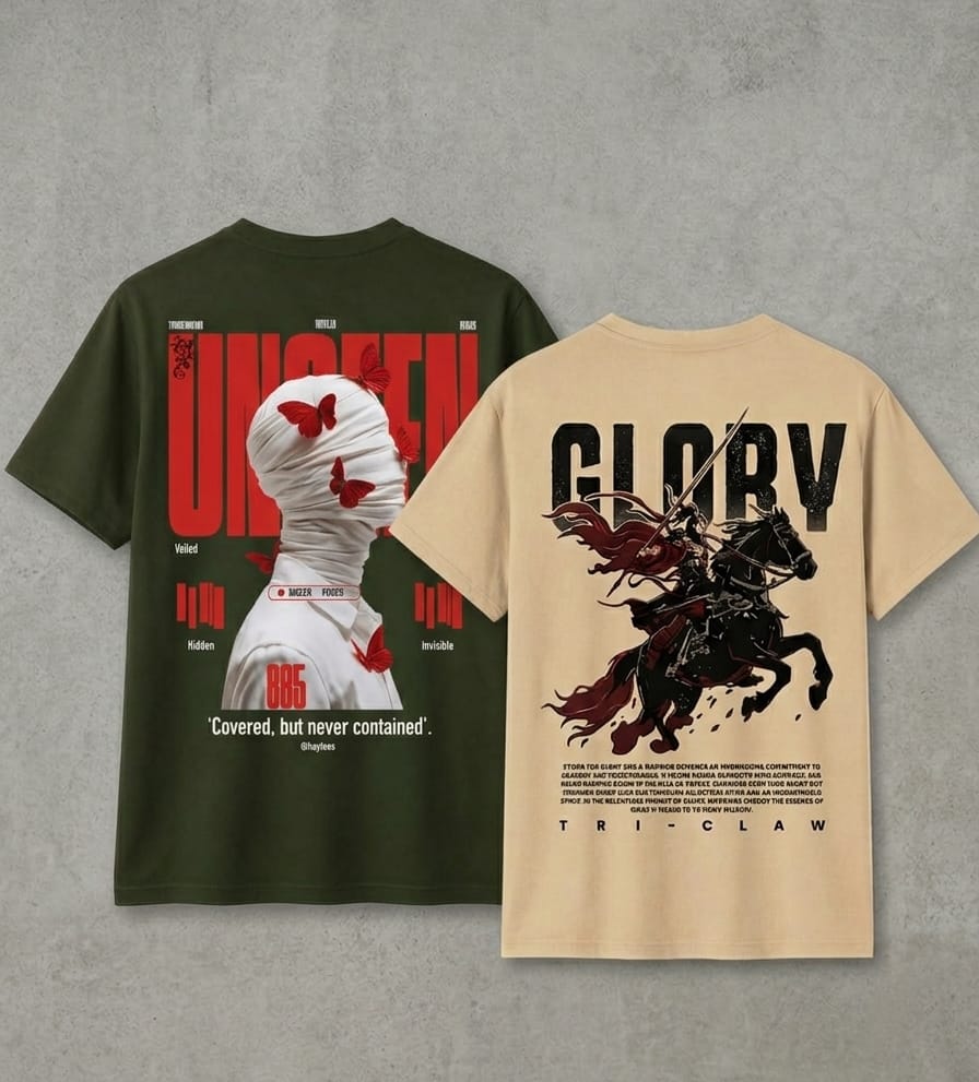 " Unseen & Glory " Ghaphic Oversize T-Shirt Combo Pack